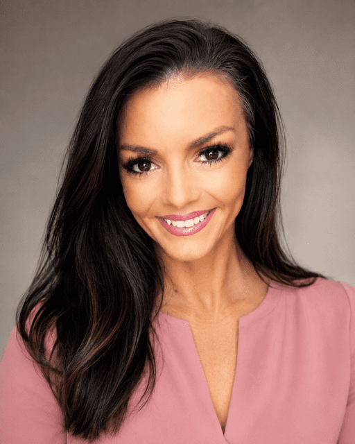 Smiling woman with long dark hair