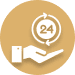 Hand holding 24-hour service icon
