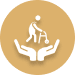 Hands supporting person on podium icon